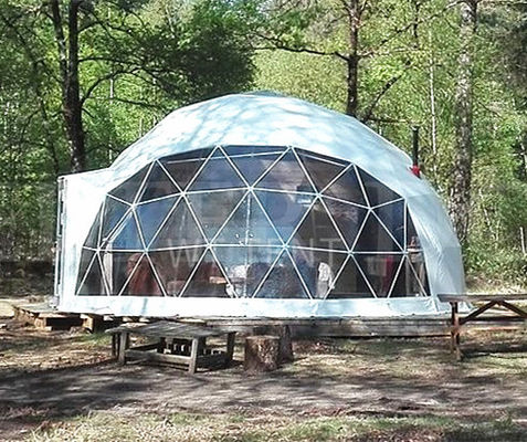 เส้นผ่านศูนย์กลาง 15 เมตร PVC เคลือบ Geodesic Dome เต็นท์ทรงกลม Clear Dome Tent